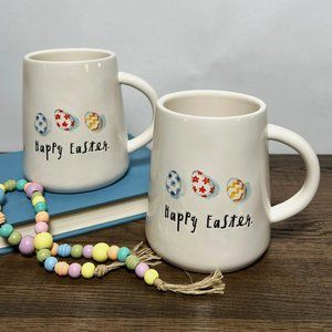 Pair of Rae Dunn Happy Easter Eggs coffee mugs 16 oz. NWOT